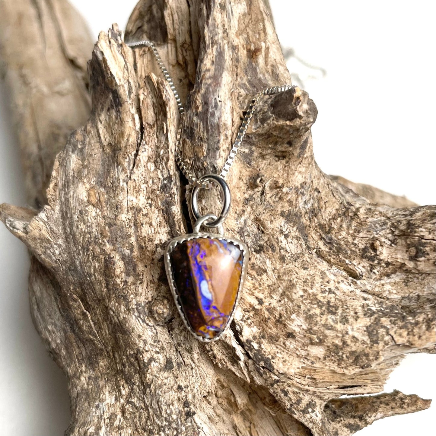 Boulder Opal Silver Necklace - A Little Texas Charm