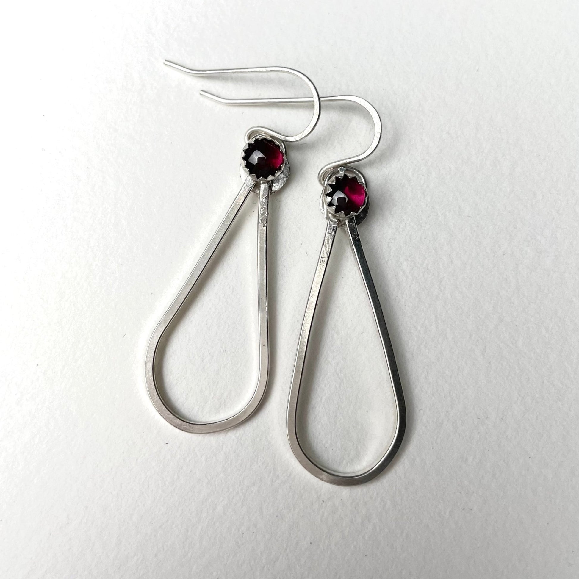 Garnet & Silver Teardrop Earrings - A Little Texas Charm