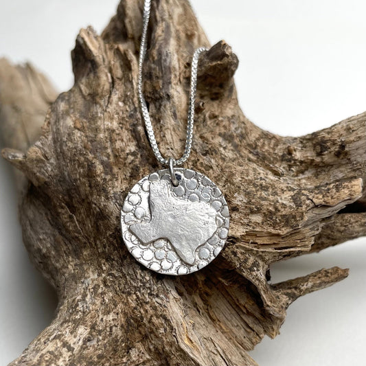 Round Silver Texas Necklace - A Little Texas Charm
