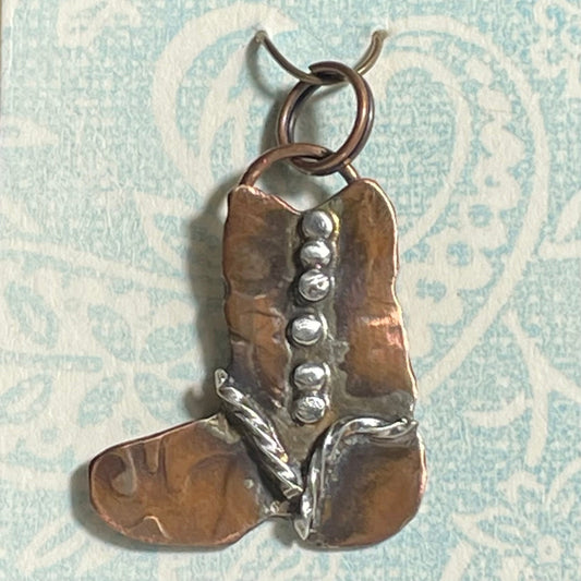Rustic Copper and Sterling Cowboy Boot Charm - A Little Texas Charm