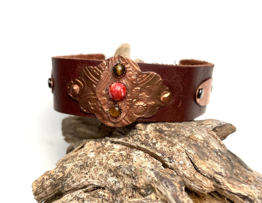 Rustic Leather & Copper Cuff - A Little Texas Charm