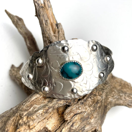 Silver Western Bracelet With Turquoise Cabochon - A Little Texas Charm