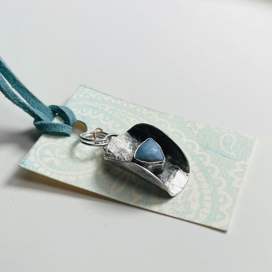 Sterling Cowboy Hat Charm with Light Blue Gemstone - A Little Texas Charm
